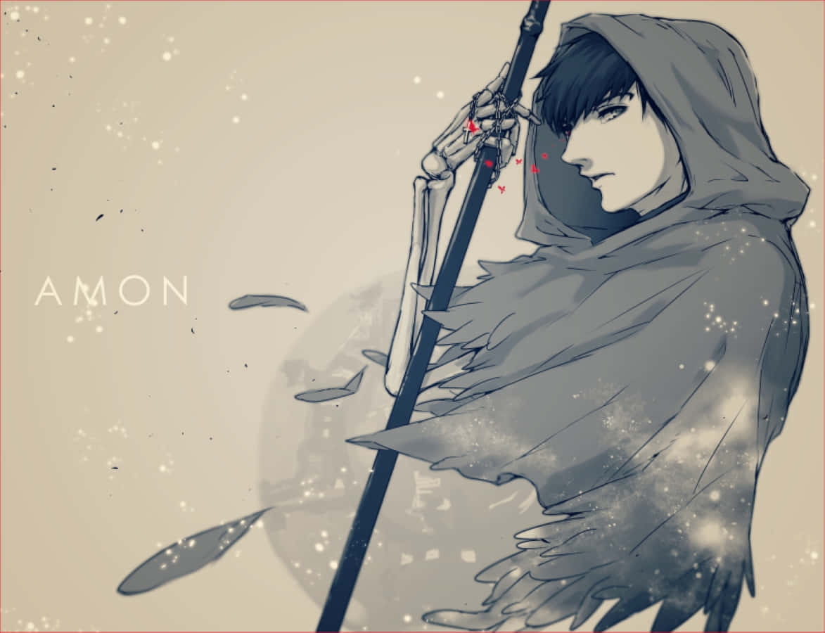 Koutarou Amon, hooded anime character, skeletal hand, SD Desktop Wallpaper