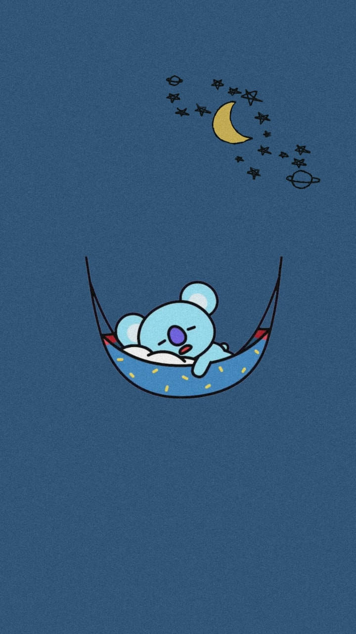 Koya BT21, blue cartoon koala, hammock, HD Phone Wallpaper