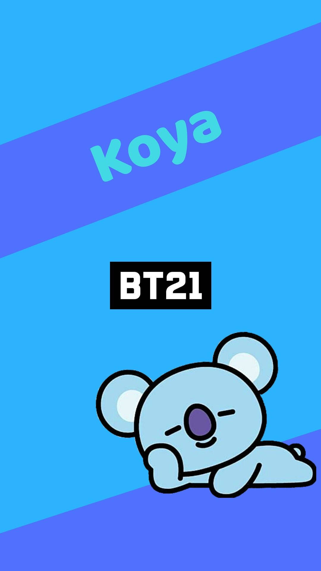 Koya, BT21, blue cartoon koala character, Full HD Phone Wallpaper