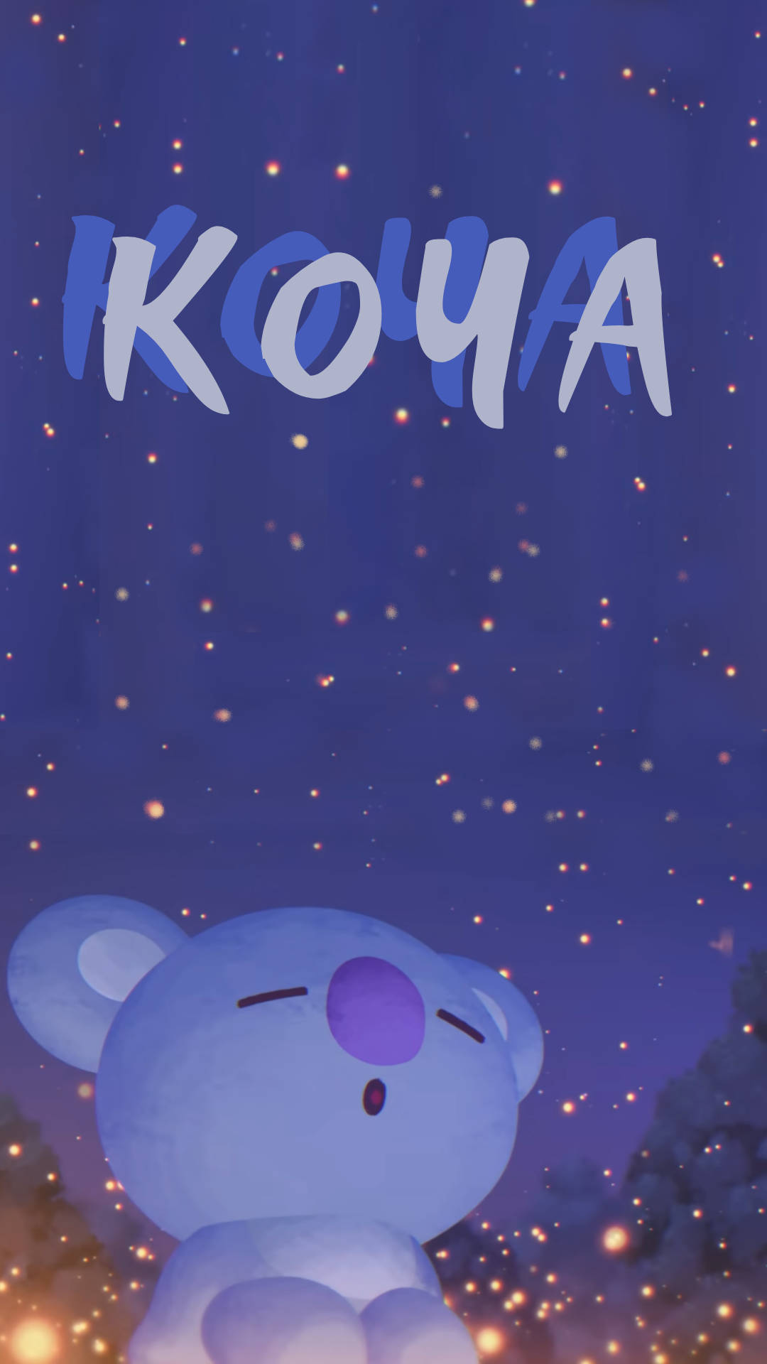 Koya BT21, blue koala, purple nose, Full HD Phone Wallpaper