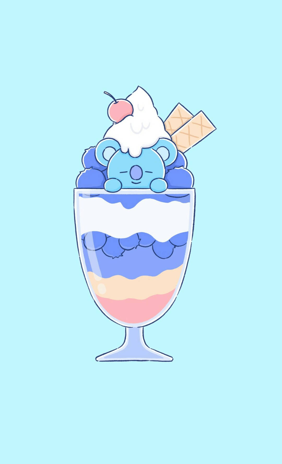 Koya BT21, blue koala, layered sundae, HD Phone Wallpaper