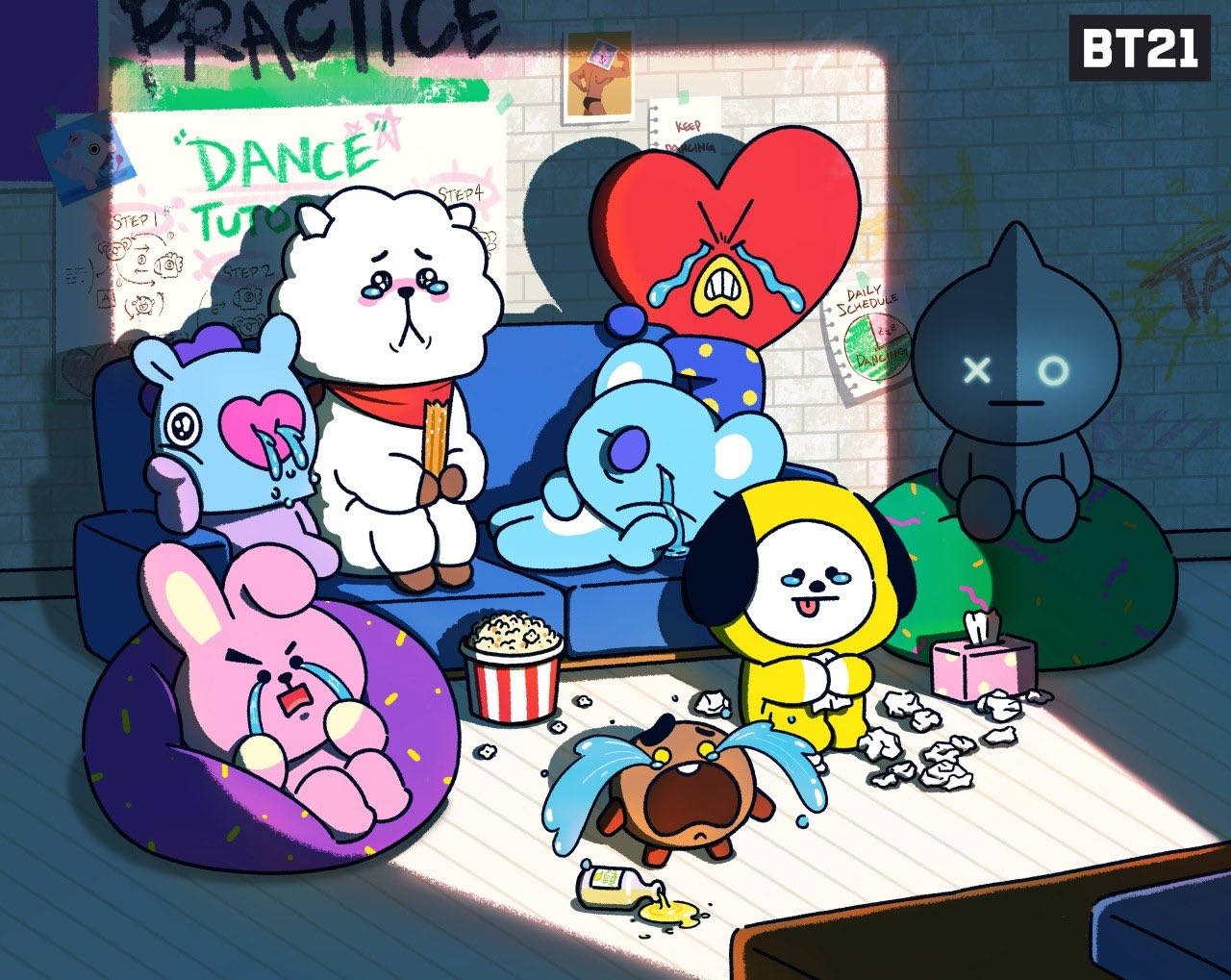 Koya BT21, BT21 characters, messy room, HD Desktop Wallpaper