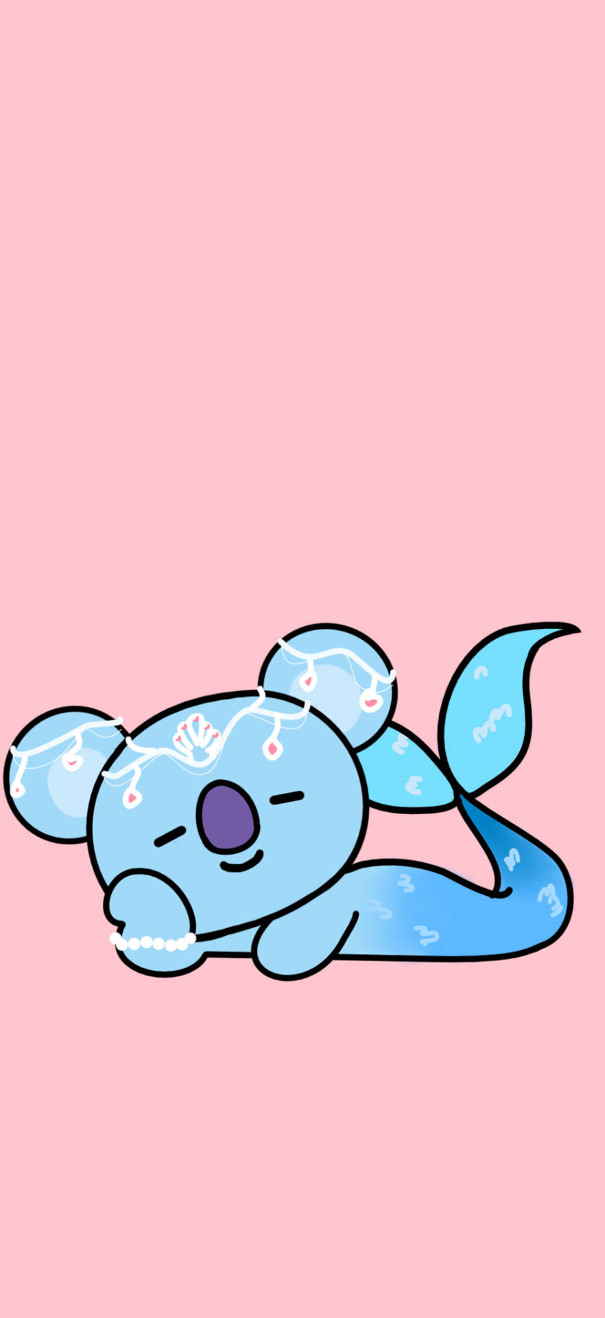 Koya BT21, blue cartoon koala, mermaid tail, Full HD Phone Wallpaper