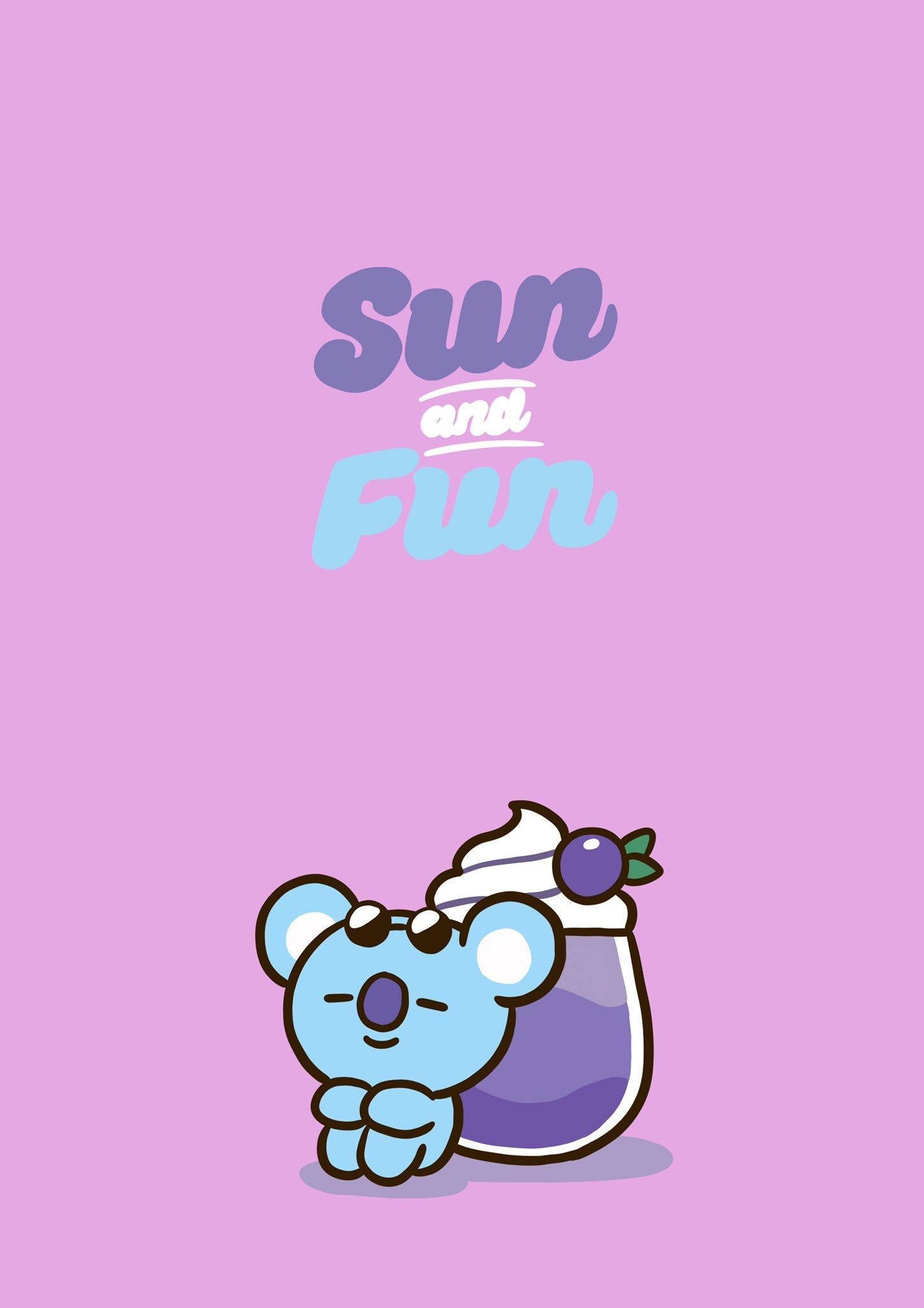 Koya BT21, purple aesthetic, blue cartoon koala, Full HD Phone Wallpaper