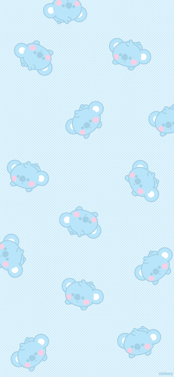 Koya BT21, light blue koalas, pink cheeks, SD Phone Wallpaper