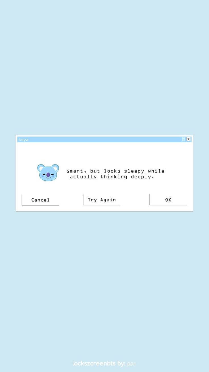 Koya BT21, blue koala icon, retro computer dialog box, HD Phone Wallpaper