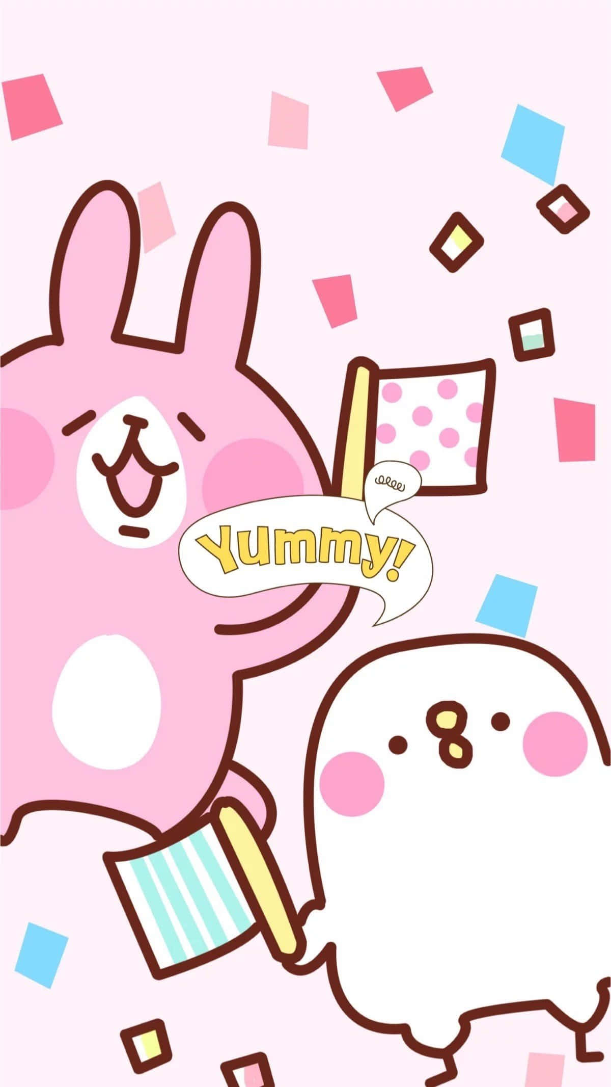 Kpop Kawaii, pink bunny, white ghost, Full HD Phone Wallpaper