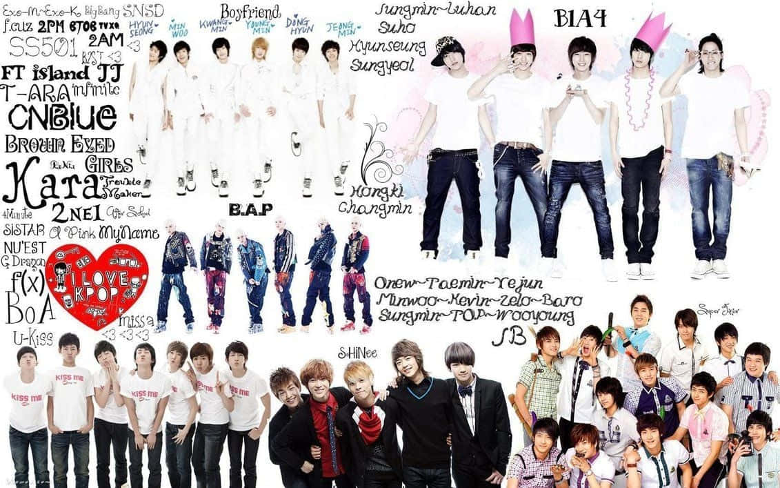 Kpop Laptop, Korean idol groups, casual outfits, SD Desktop Wallpaper