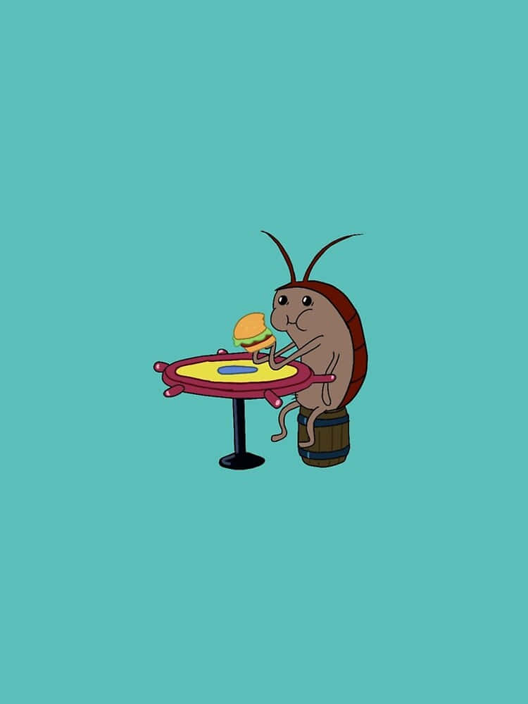 Krabby Patty, cartoon cockroach, barrel, SD Phone Wallpaper