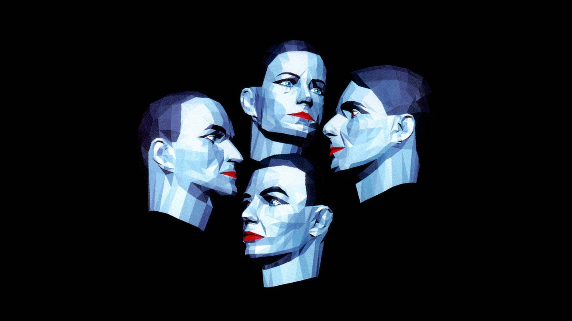 Kraftwerk, techno pop, blue faces, Full HD Desktop Wallpaper
