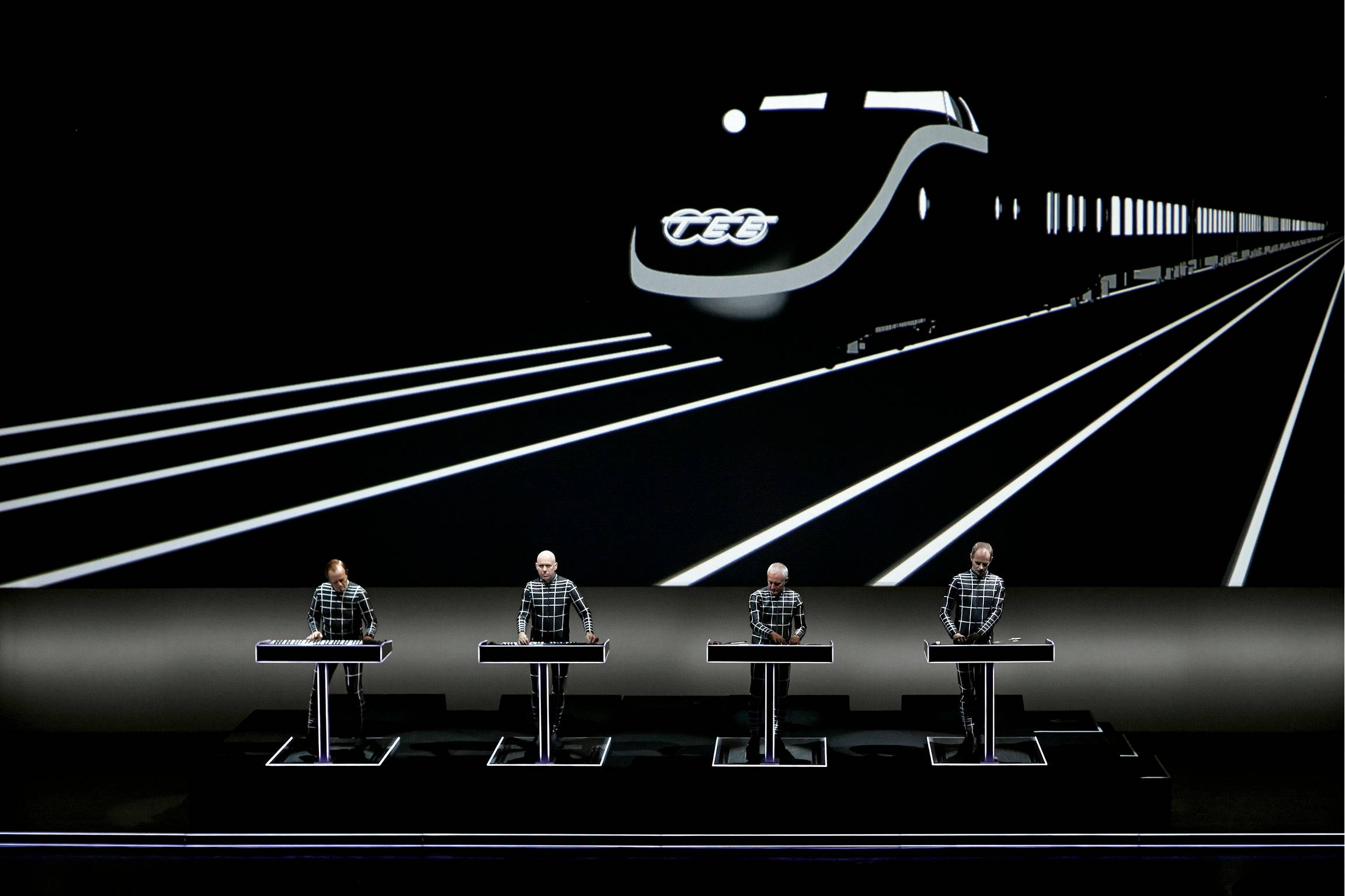 Kraftwerk, bullet train, checkered shirts, Full HD Desktop Wallpaper