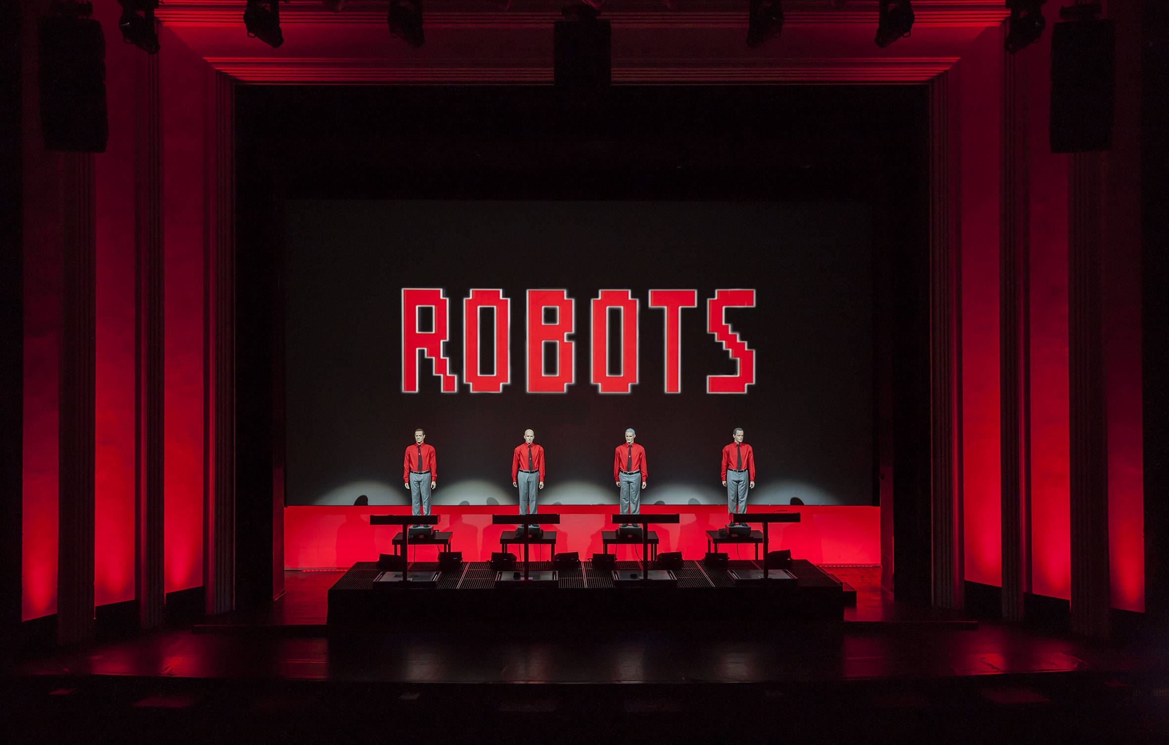 Kraftwerk, Robots, red jackets, Full HD Desktop Wallpaper