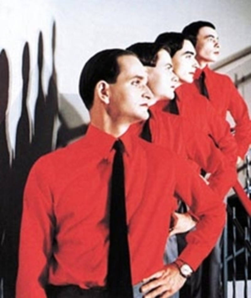 Kraftwerk, red shirts, black ties, SD Phone Wallpaper