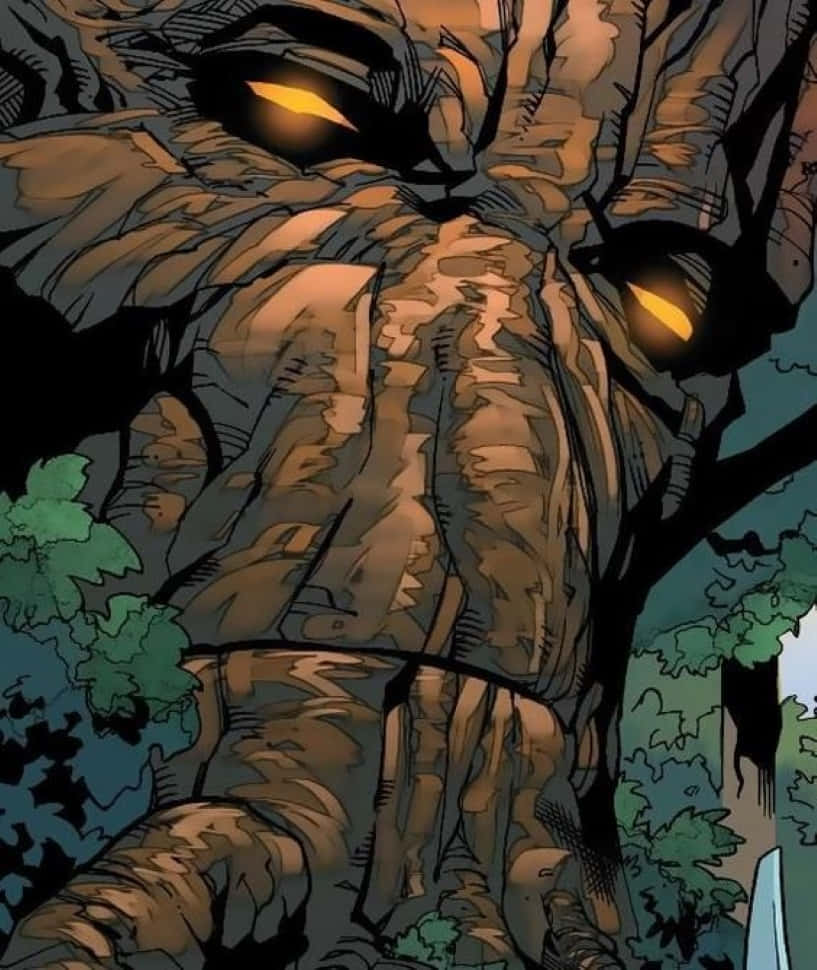 Krakoa, tree monster, glowing orange eyes, SD Phone Wallpaper