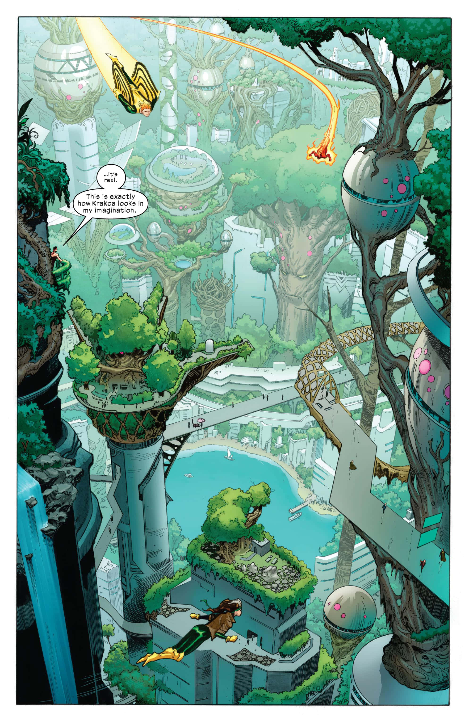 Krakoa, mutant habitat, lush futuristic city, 2K Phone Wallpaper
