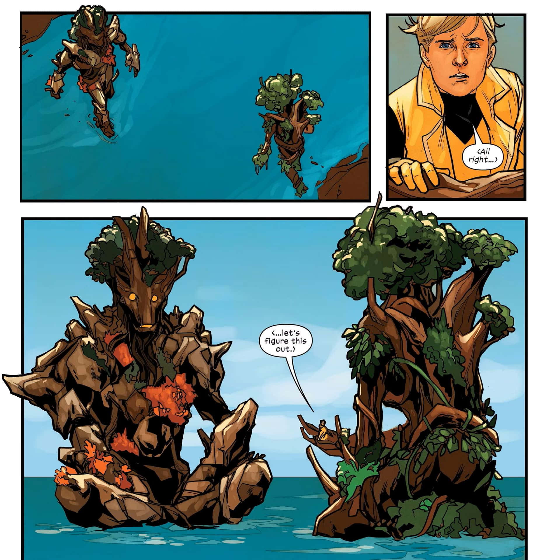 Krakoa, comic panel, armored figures, Full HD Phone Wallpaper