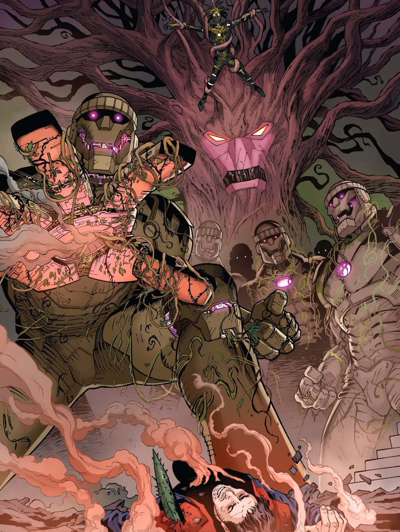 Krakoa, monstrous tree, glowing face, HD Phone Wallpaper