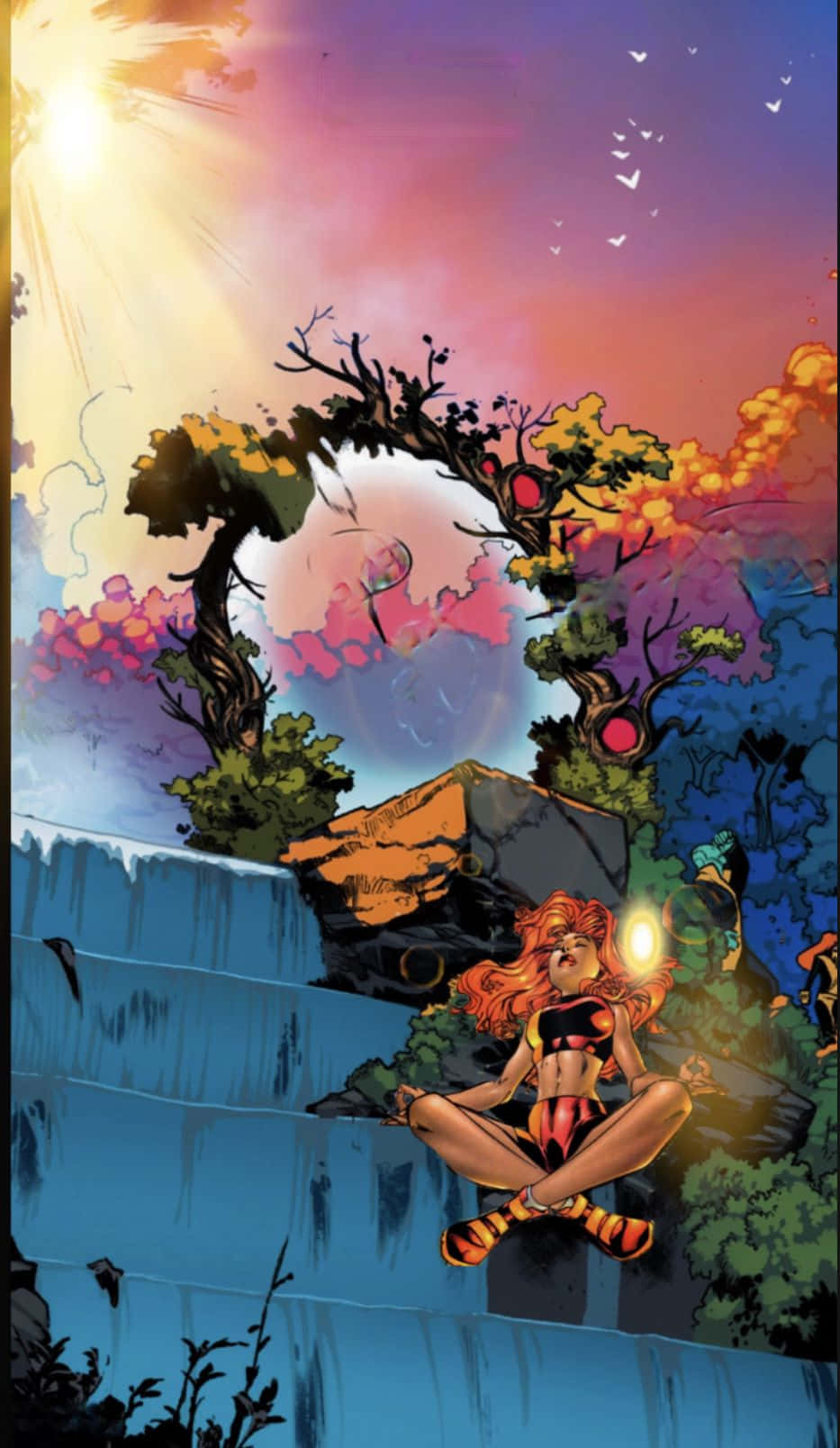 Krakoa, sunset, waterfall, HD Phone Wallpaper