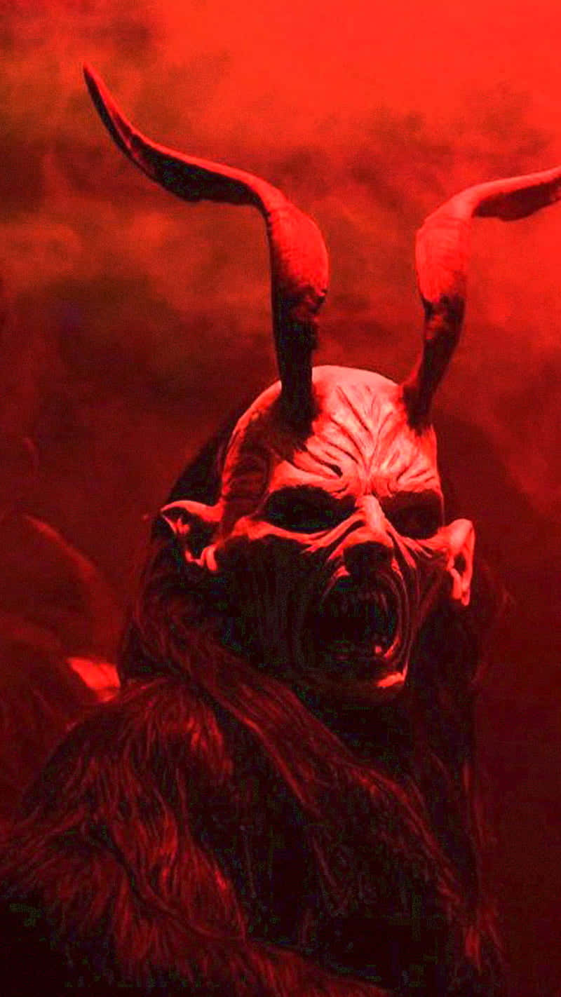 Krampus, red sky, curved horns, HD Phone Wallpaper