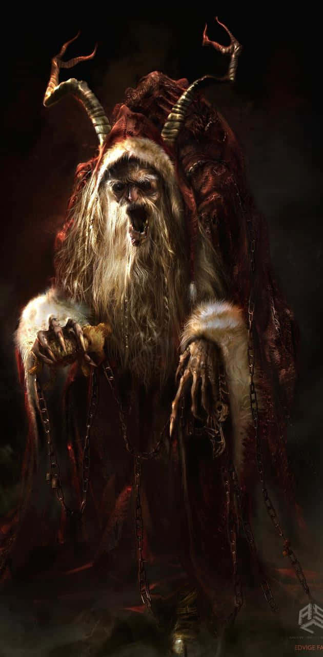 Krampus, long white hair, curved horns, HD Phone Wallpaper