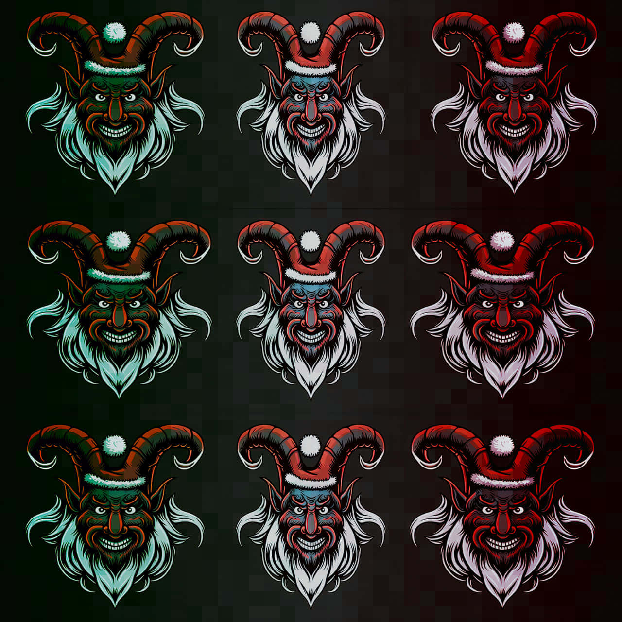 Krampus, devil heads, horns, HD Desktop Wallpaper