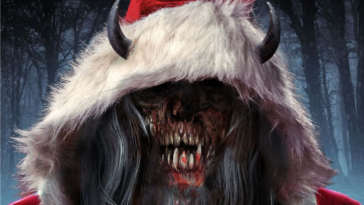 Krampus, Santa hat, dark misty forest, SD Desktop Wallpaper