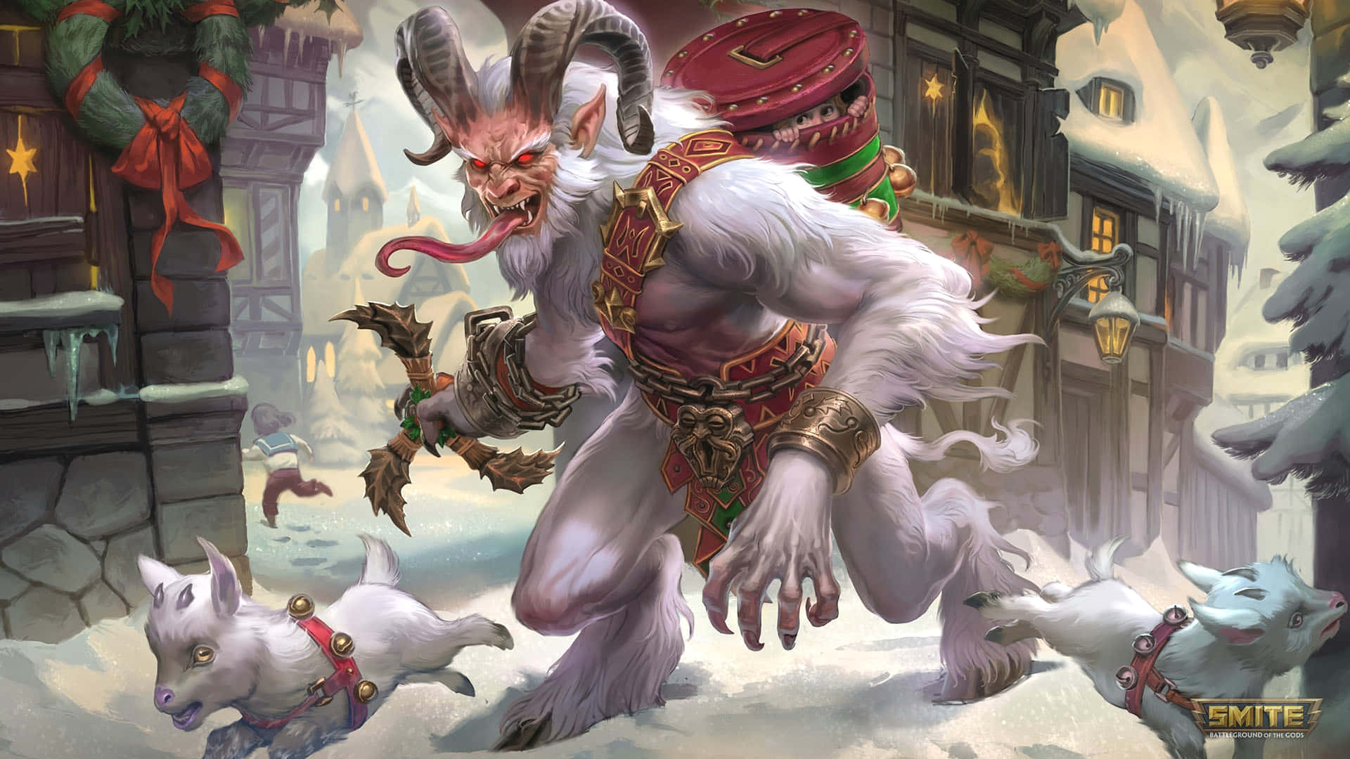 Krampus, red eyes, long tongue, Full HD Desktop Wallpaper