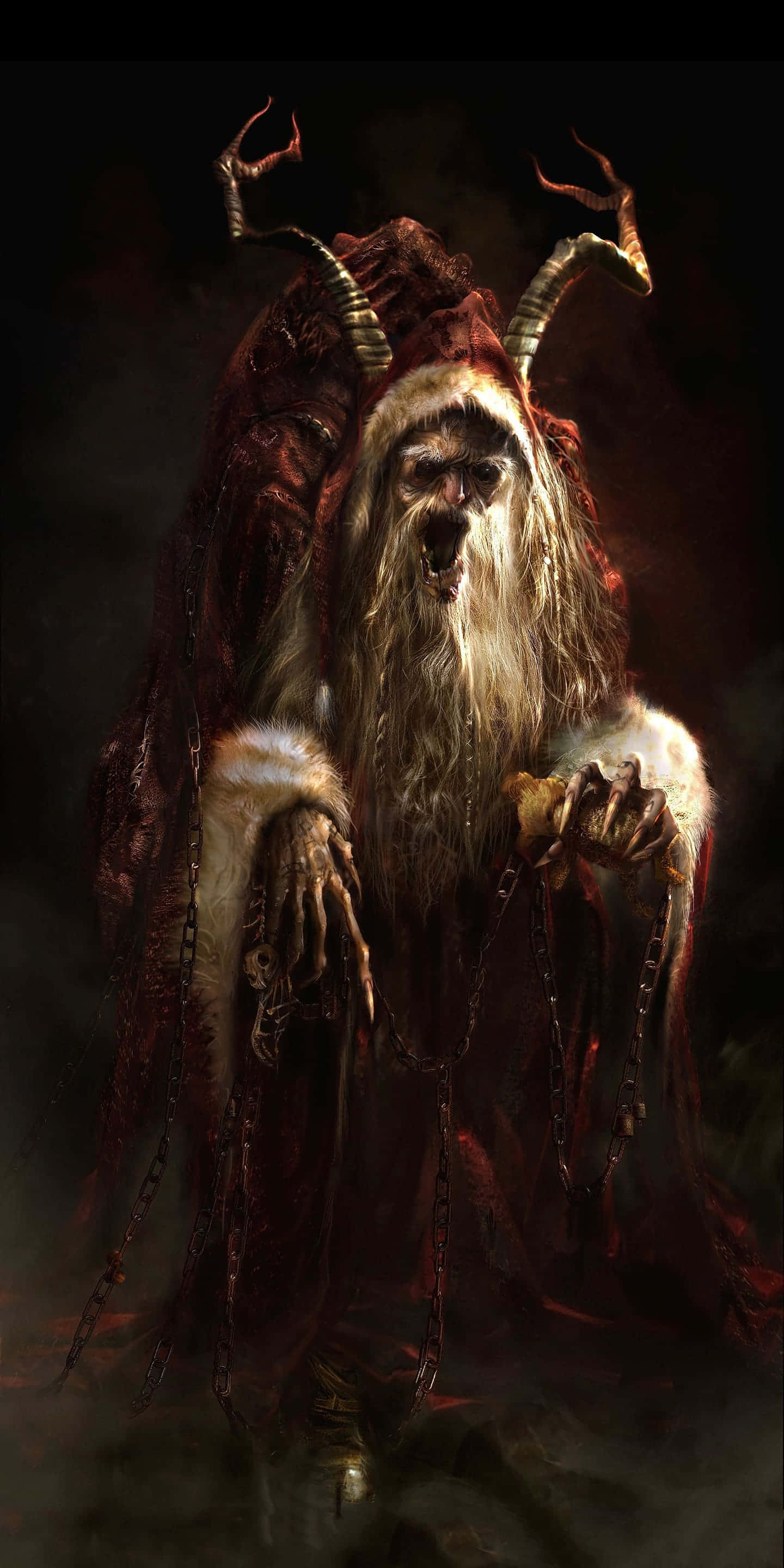 Krampus, alpine folklore, Christmas season, 2K Phone Wallpaper