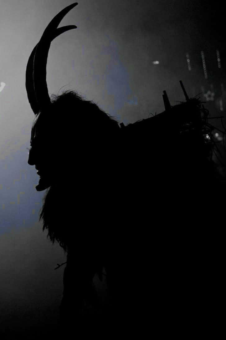 Krampus, silhouette, horns, SD Phone Wallpaper