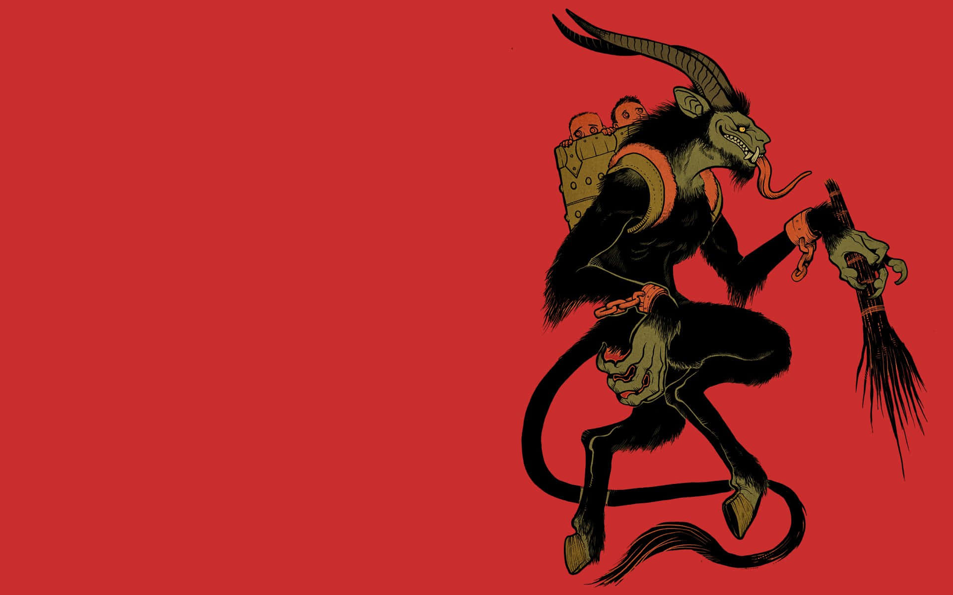 Krampus, horned demon, long tongue, Full HD Desktop Wallpaper