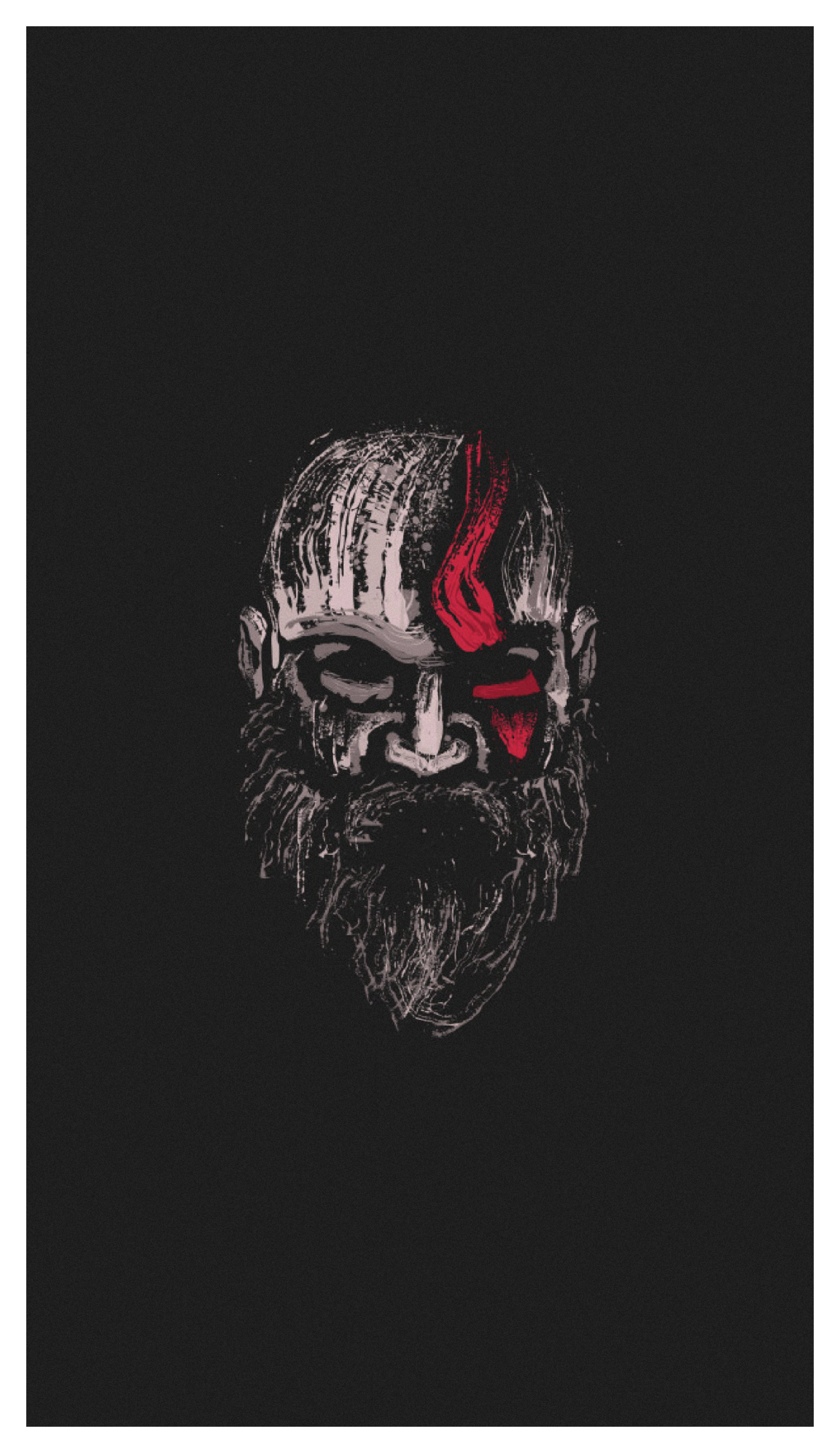 Kratos, black and red gaming, bearded warrior, 8K Phone Wallpaper