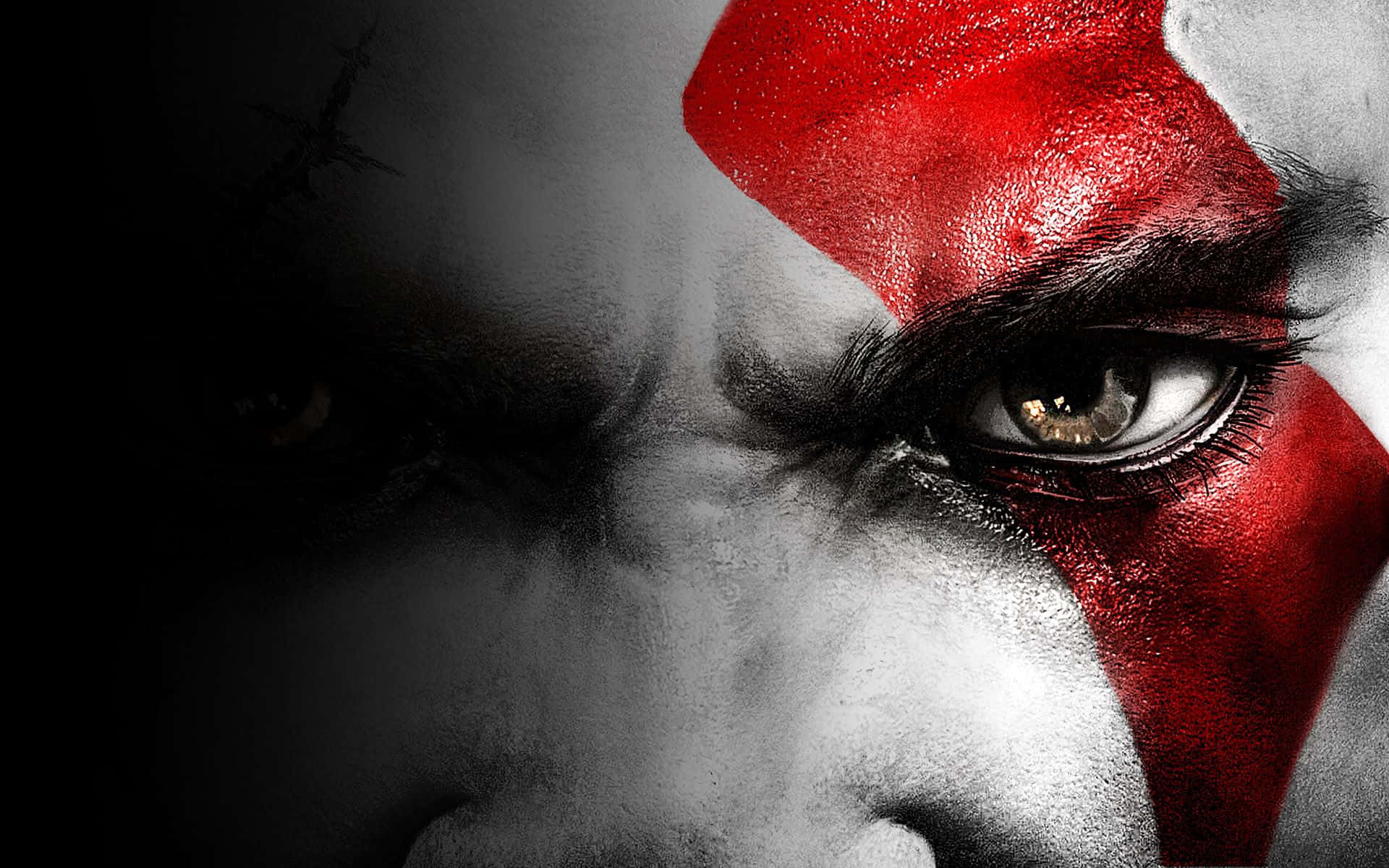 Kratos, HD Video Game, red tribal paint, Full HD Desktop Wallpaper