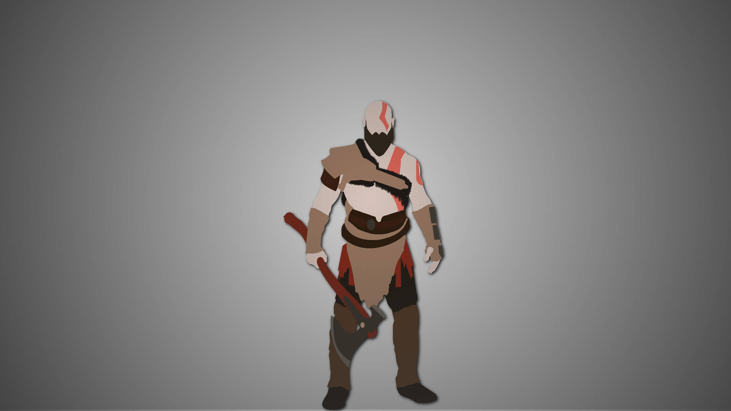 Kratos, red and white armor, large axe, 2K Desktop Wallpaper