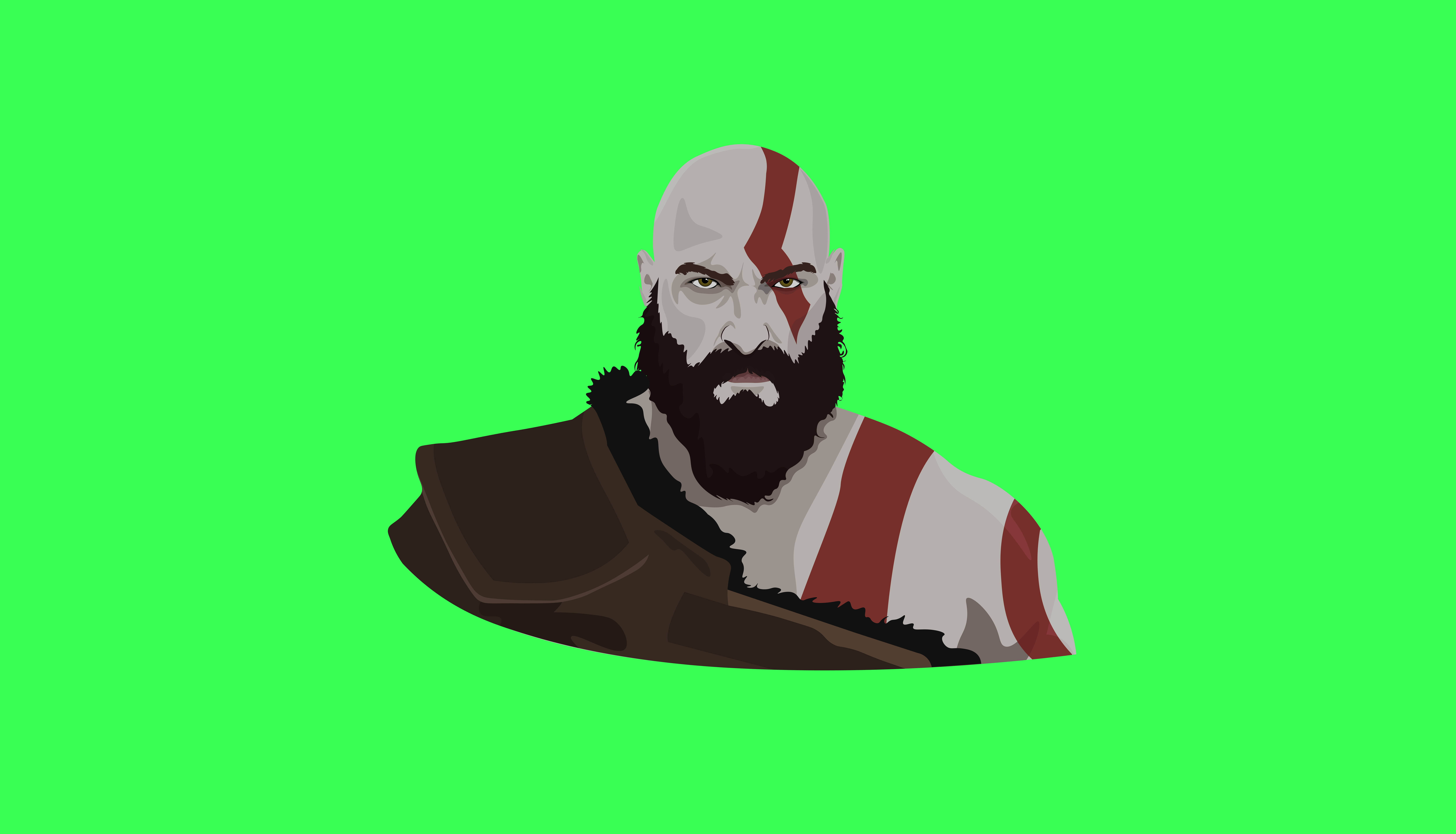 Kratos, red tattoo, beard, 8K Desktop Wallpaper