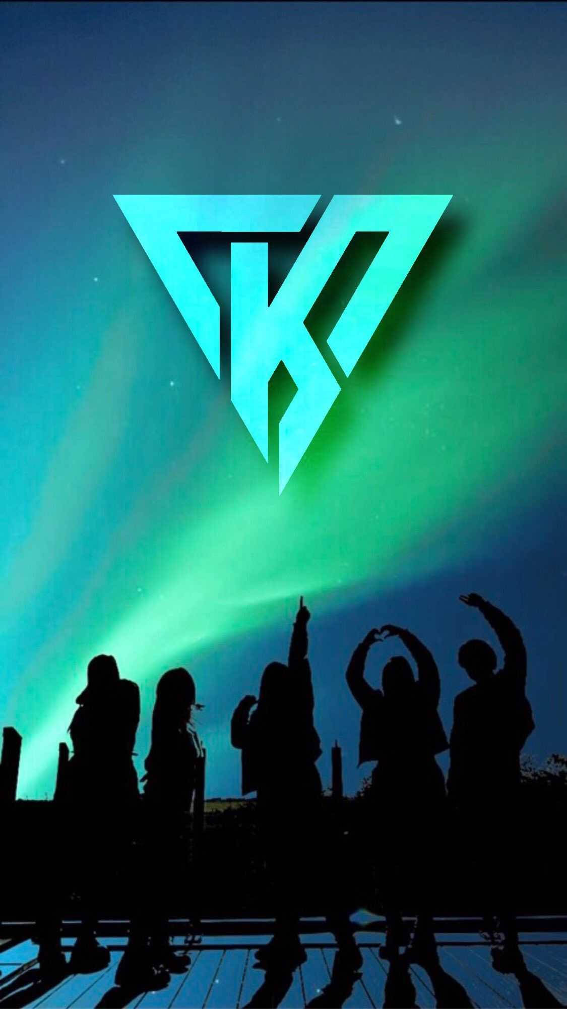 The Krew Logo Galaxy, vibrant green aurora, glowing triangular logo, Full HD Phone Wallpaper