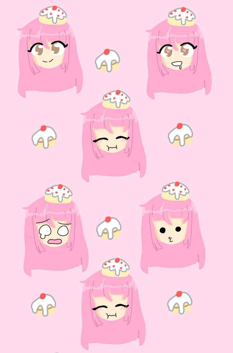 The Krew, pink-haired anime girl, cupcake headwear, SD Phone Wallpaper