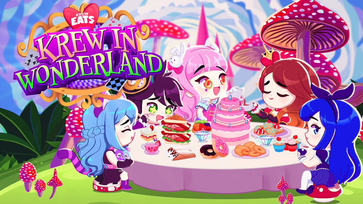 The Krew Cartoon, anime-style girls, colorful hair, SD Desktop Wallpaper