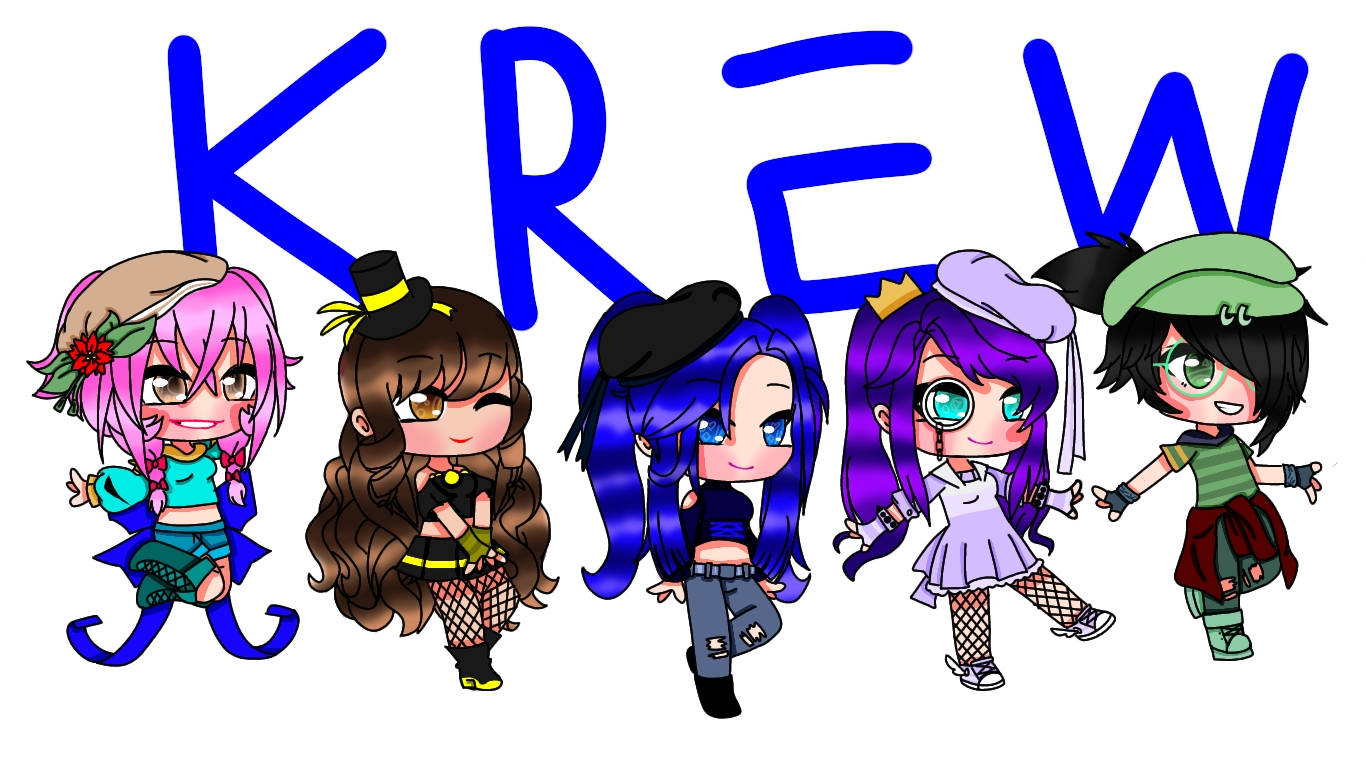 Krew, chibi anime girls, colorful outfits, HD Desktop Wallpaper