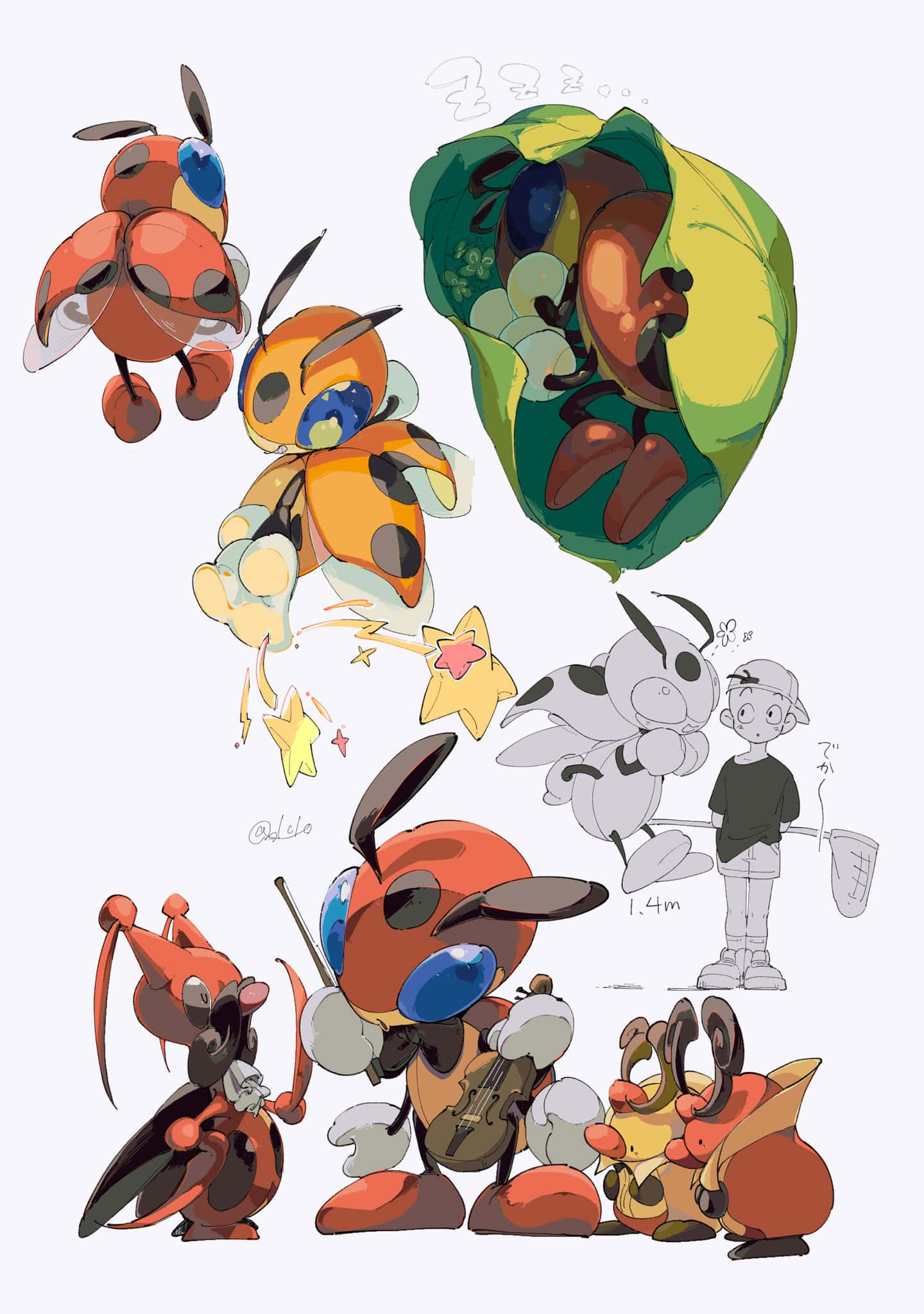 Kricketune, bug-type Pokemon, violin, Full HD Phone Wallpaper