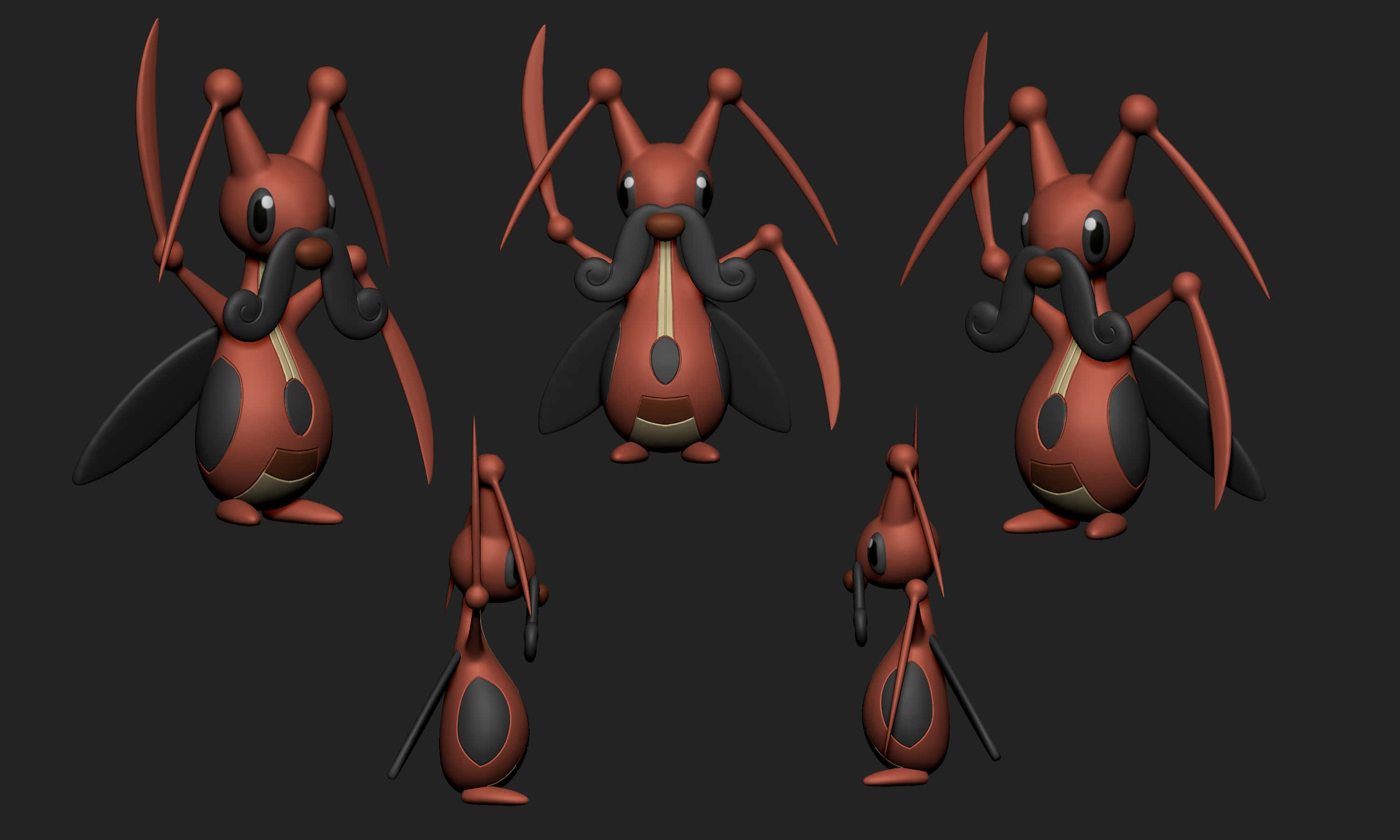 Kricketune, red and black, insectoid creature, 2K Desktop Wallpaper