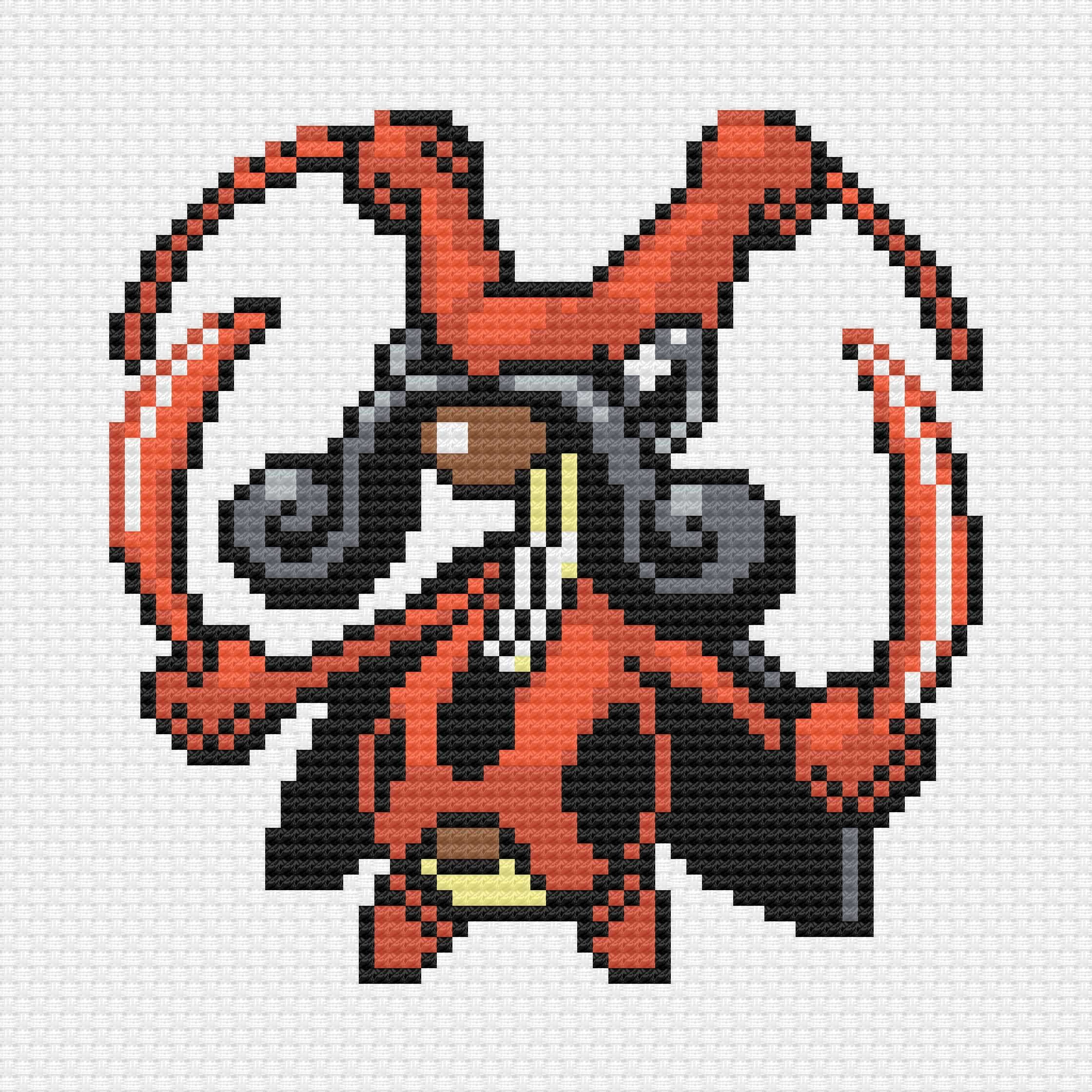 Kricketune, red and black, long curved horns, Full HD Desktop Wallpaper