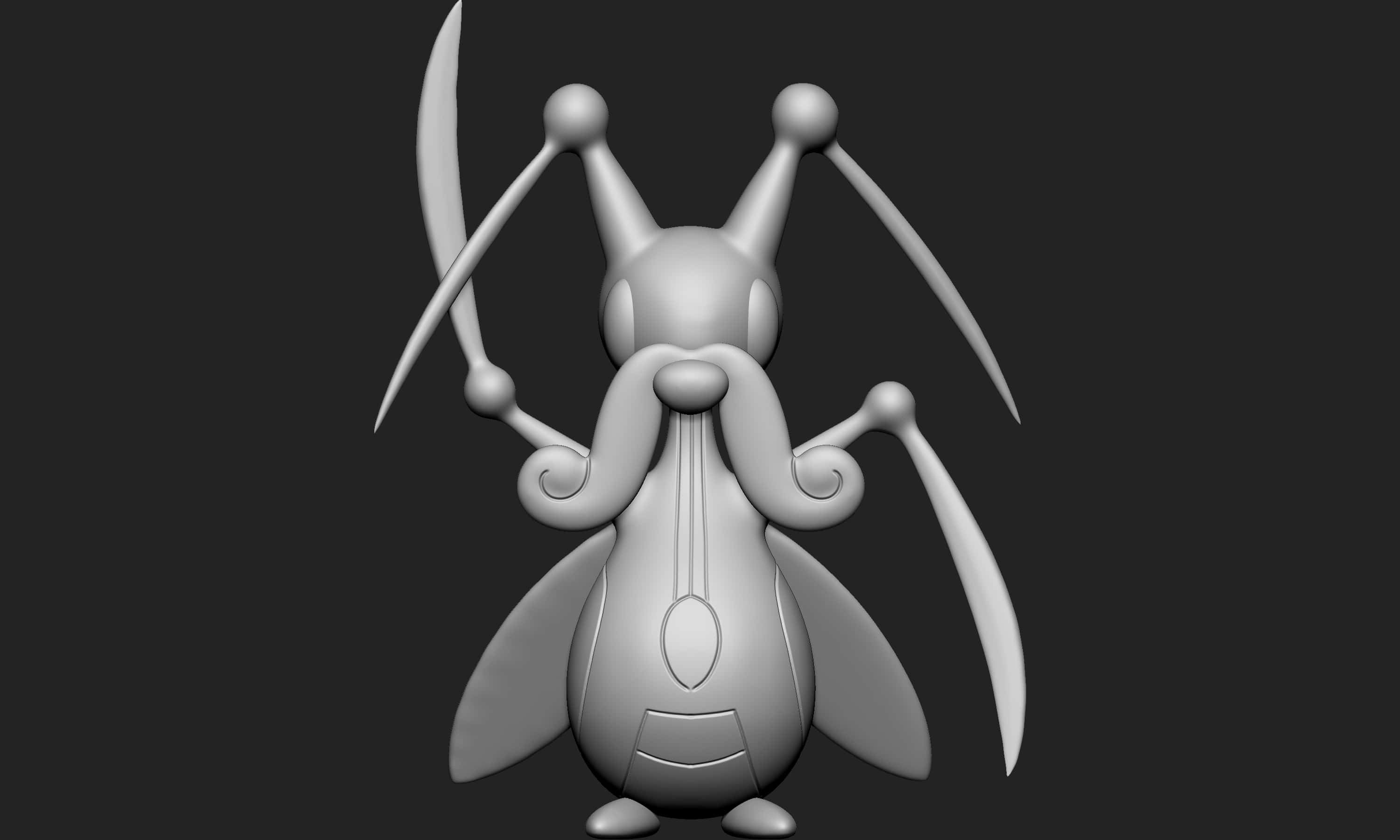 Kricketune, 3D model, gray, 2K Desktop Wallpaper