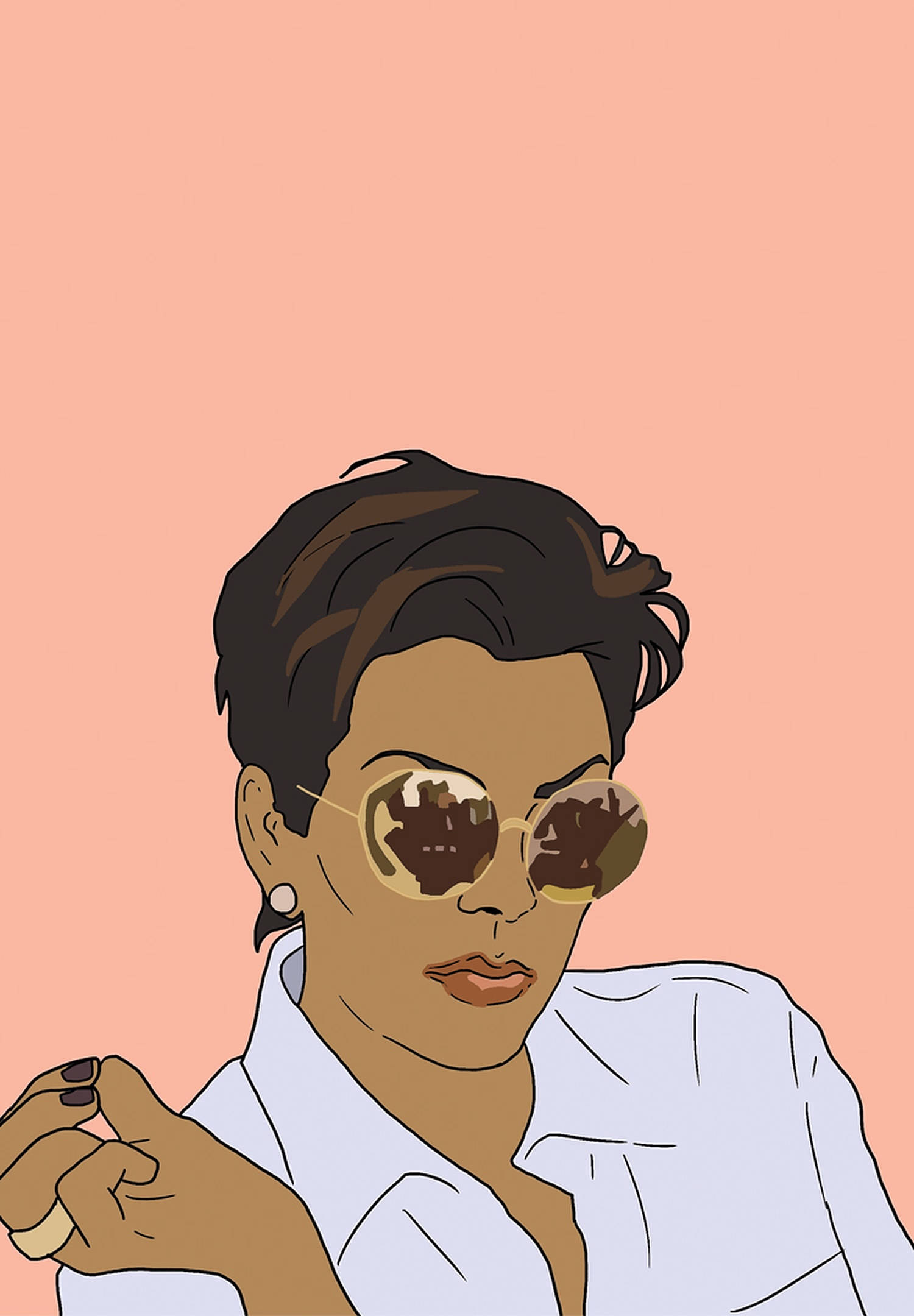 Kris Jenner, peach background, round sunglasses, Full HD Phone Wallpaper