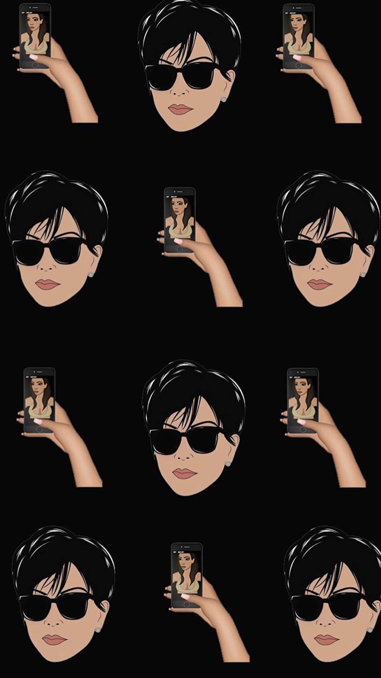 Kris Jenner, short black hair, sunglasses, Full HD Phone Wallpaper