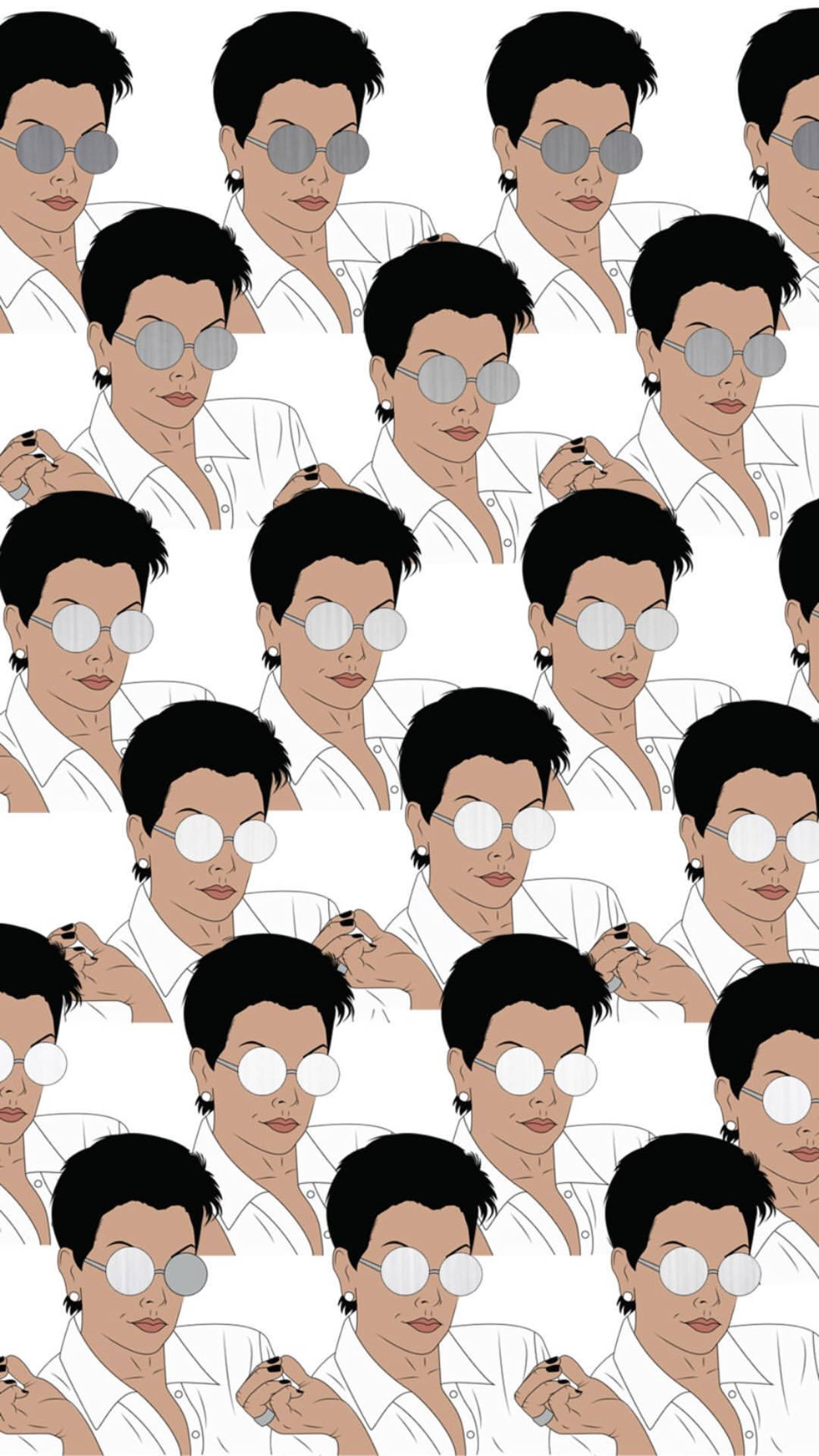 Kris Jenner, short black hair, round sunglasses, Full HD Phone Wallpaper