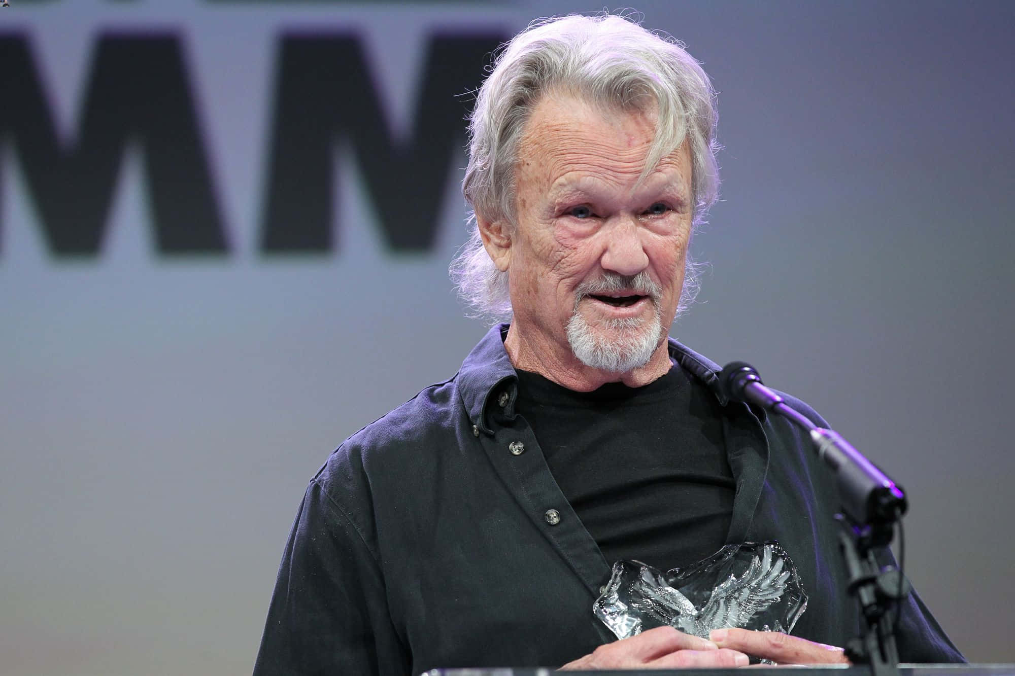Kris Kristofferson, podium, microphone, Full HD Desktop Wallpaper