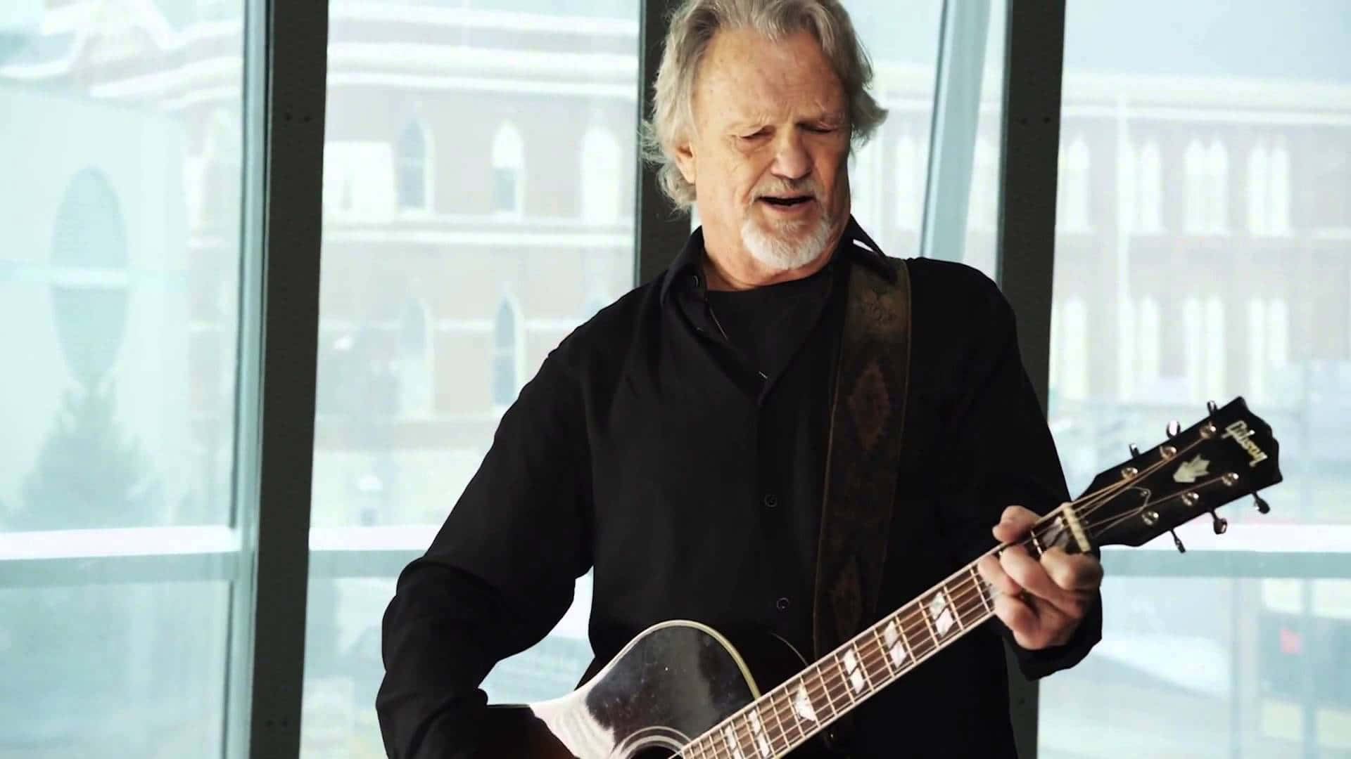 Kris Kristofferson, acoustic guitar, indoor, Full HD Desktop Wallpaper