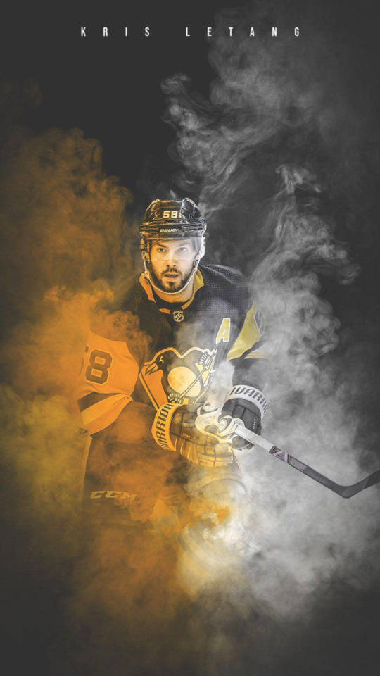 Kris Letang, ice hockey defenseman, fiery orange, SD Phone Wallpaper