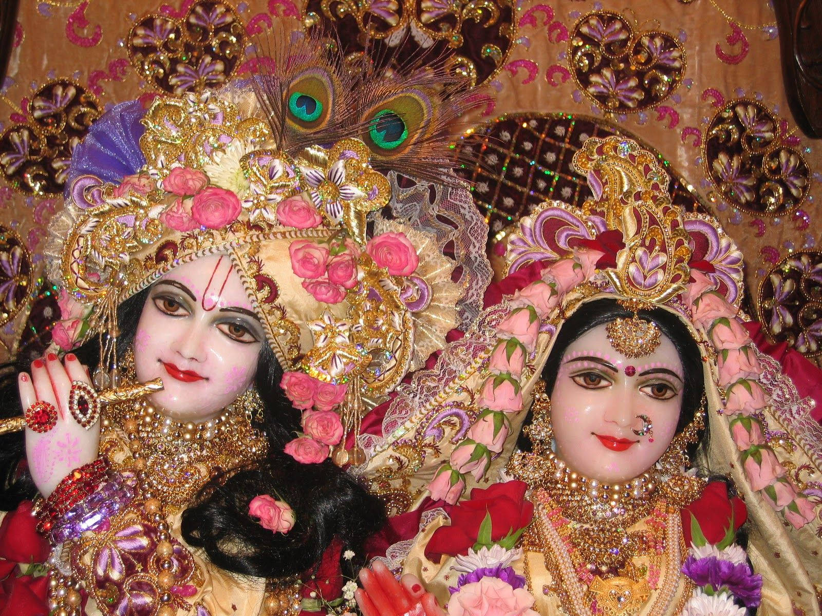 Krishna 3d, goddess statue, gold jewelry, HD Desktop Wallpaper