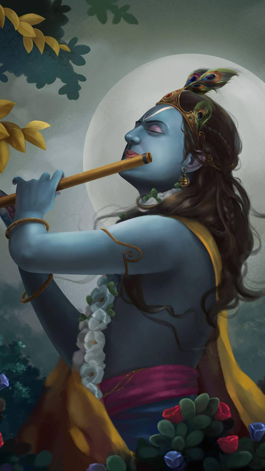 Krishna, iPhone, bansuri, HD Phone Wallpaper